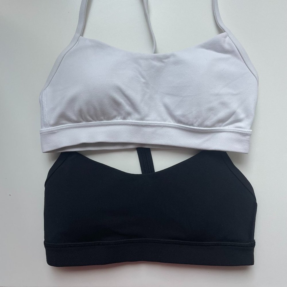 lululemon size 4 flow y bra bundle black and white